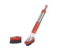 Vileda Brosse à Vaisselle avec Distributeur de Liquide Vaisselle et tête de Rechange - Brosse à Vaisselle en Acier Inoxydable avec Dosage par Pression d'un Bouton - Brosse de Lavage avec Poils en