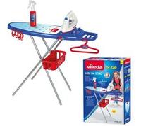 Vileda, Coffret Repassage, 7 pièces, Table à repasser, fer à repasser, panière, cintre, 3 pinces à linges, reproduction produits marque Vileda, Jouets pour enfants à partir de 3 ans, VLE03 G