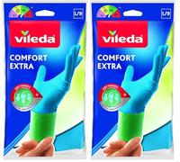 Vileda - Comfort & Care Gants de ménage avec formule hydratante senteur camomille - Taille L - 1 paire (Lot de 2)