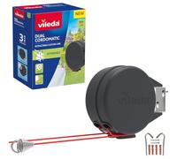 Vileda Corde à Linge rétractable Double Cordomatic - 30 m - 2 x 15 m - Peut Supporter jusqu'à 30 kg - Rétraction Automatique - Solide et Durable - Fixation Murale pour intérieur et extérieur