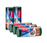 Vileda Eco + 30 l Sacs à ordures, 100% recyclés et recyclables, sacs avec poignées amovibles, ultra résistants et anti-gouttes, capacité 30 litres, carton de 18 paquets x 15 sacs