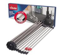 Vileda Égouttoir à vaisselle 45 x 40 cm en acier inoxydable et TPE - 24 barres, enroulable - Idéal comme support pour vaisselle et couvercle d'évier - Égouttoir à vaisselle pliable