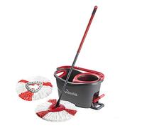 Vileda Ensemble Turbo en Microfibres composé d'un Balai à Franges et Sceau pour Nettoyage Facile et Rapide, Microfibre, Red, 29.6 x 48.6 x 29.3 cm