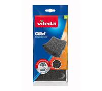 Vileda - Glitzi Power Inox Colors - Éponges Vaisselle avec Texture Spéciale - Acier Inoxydable - Éponges Métalliques pour un Nettoyage efficace et lavable - Durée de Vie 5x plus Longue - Pack de 3