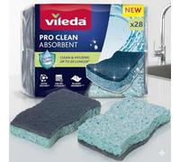 Vileda éponges Pro Clean Viscose, Pack de 28 unitées, Nettoyage Profond et supérieur, Haute Absorption, enzymes Actives