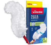 Vileda Outil de dépoussiérage Flex & Catch – 360° microfibre douce, manche court, 2 rechanges