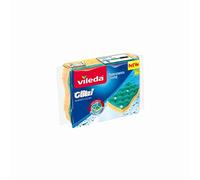 Vileda Glitzi Always Clean Paquet de 2 éponges en Viscose Super absorbante, sans Rayures Verte et Jaune