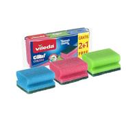 Vileda Glitzi Colors Éponge en Mousse Haute qualité, très hygiénique, Excellente Puissance de Nettoyage, Traitement antibactérien, élimine la saleté sans Effort