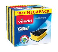 Vileda Glitzi Plus Lot de 18 Éponges Cuisine Vaisselle Ultra-absorbantes, avec Effet antibactérien