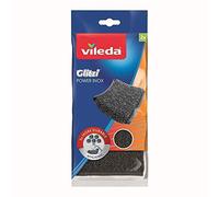 Vileda - Glitzi Power Inox Colors - Éponges Vaisselle avec Texture Spéciale - Acier Inoxydable - Éponges Métalliques pour un Nettoyage efficace et lavable - Durée de Vie 5x plus Longue - Pack de 3