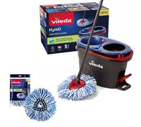 Vileda H2prO Serpillière rotative Turbo avec 2 cartouches, seau 2 chambres