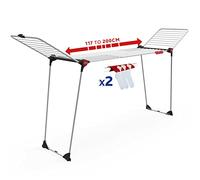 Vileda Infinity Flex Plus Grand Etendoir à Linge - Extensible jusqu'à 2 m - capacité 30 m - Ailes Hautes - Deux Accessoires Porte-Chaussettes - Protégé par Un Emballage en Carton - 2XL