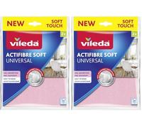 Vileda - Lavettes Actifibre Soft Universal - Nettoient et Sèchent sans Traces - Serviettes Microfibres Douces -100% Microfibres avec Revêtement PU - Torchons Cuisine avec Grand Pouvoir d'Absorption