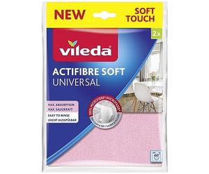 Vileda - Lavettes Actifibre Soft Universal - Nettoient et Sèchent sans Traces - Serviettes Microfibres Douces -100% Microfibres avec Revêtement PU - Torchons Cuisine avec Grand Pouvoir d'Absorption