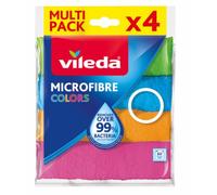 Vileda Lavettes microfibres Colors – Multi-usage haute absorption, sans trace – Pack de 4