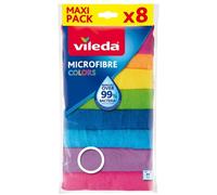 Vileda Lavettes microfibres Colors - dépoussiérantes et dégraissantes - 8 pièces