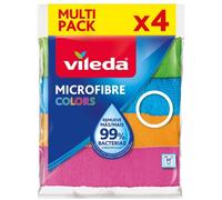 Vileda Lavettes microfibre Colors 151502, multi-usages, 4 pièces multicolores