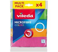 VILEDA Pack de 4 Microfibre Colors Chiffons Lavettes Multi-Usages 30x30 cm