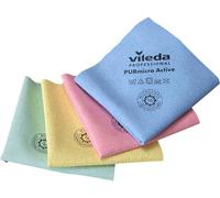 Vileda Professional PURmicro Colors | Tissu en Microfibre Professionnel Polyvalent | Excellents résultats sans Rayures | Lot de 4 pièces | Bleu, Rouge, Jaune, Vert | 38 x 35 cm
