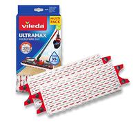 Vileda - Recharge UltraMax 2en1 - Serpillière Innovante en Microfibre pour Nettoyeur Sol Performant - Fibres Rouges et Grises - Serpillière pour Balai Plat UltraMax et 1.2 Spray - x2