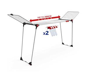 Vileda - Séchoir Infinity Flex - Étendoir Linge Intérieur Pliable Extensible et Adaptable - Tubes XXL Anti-traces - Séchoir à Linge au Format Table pour Grandes Pièces - Étendoir en Acier Grand Format