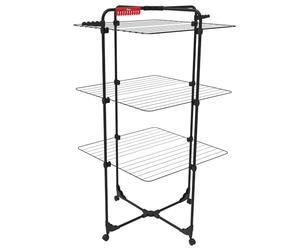 Vileda Séchoir Mixer3 Ultimate de Black Edition | Longueur de séchage de 30 mètres | Flexible | Facile à déplacer et à Transporter | roulettes pivotantes | Porte Chaussettes