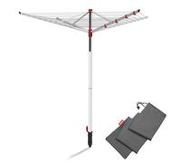 Vileda Sun Lift Étendoir à Linge 40 m d'étendage, réglable en Hauteur de 1,55-1,72 m, avec 8 Porte-cintres, Douille de Sol, Housse de Protection résistante aux UV, Eco-Pack Gris