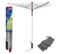 Vileda Sun Lift Étendoir à Linge 40 m d'étendage, réglable en Hauteur de 1,55-1,72 m, avec 8 Porte-cintres, Douille de Sol, Housse de Protection résistante aux UV, Eco-Pack Gris