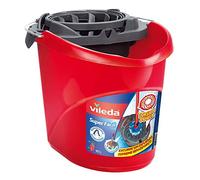 Vileda Super Easy Torsion Power Seau à serpillière avec essoreur rotatif Rouge SuperMocio