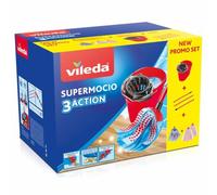 Vileda - Super Mocio 3Action - Balai Serpillière Complet avec Technologie Torsion Power pour Un Nettoyage Sol Efficace - Serpillière Microfibre et Manche Easy Click - 2 Têtes Ovales - Triple Action