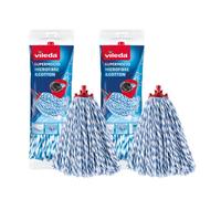 Vileda SuperMocio Lot de 2 têtes de Rechange en Microfibre et Coton pour Balai SuperMocio Compatible avec Tous Les balais SuperMocio Authentic Blanc 18 x 10 x 37 cm
