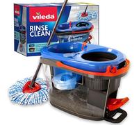 Vileda Système de serpillère RinseClean, sépare l'eau Propre et Sale, essorage sans Effort, serpillère en Microfibre et Seau