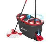 Vileda Turbo 2en1 Kit Complet Lavage Sol, Manche télescopique 85-123 cm, Balai avec Seau essoreur, Tête de serpillière en Microfibres 2in1, Balai à Frange à système Rotatif avec Seau à pédale
