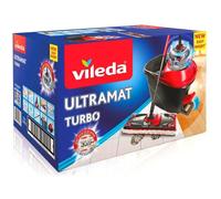 Vileda Ultramat Turbo - Ensemble Vadrouille Plate & Seau Essoreur Rotatif Microfibre pour Nettoyage Sols Efficace Sans Effort