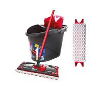 Vileda ULTRAMAX Lot Complet 2 en 1 avec Housse supplémentaire, serpillère avec Manche, Deux Housses en Microfibre et Seau avec Powerpresse, pour Changer Rapidement la Housse