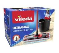 Vileda - Balai Plat UltraMax Microfibre & Cotton - Serpillière avec Housse Microfibre et Coton - Nettoyeur Sol Efficace A Utiliser avec Le Seau Essoreur - Joint Flexible à 360 Degrés et Carrelages