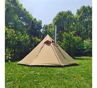 Vilemoon Tipi Tente Chaude avec cric Ignifuge pour tuyaux de cheminée, 3 à 4 Personnes, Tente tipi légère pour équipe familiale, randonnée, Camping, randonnée (Marron)