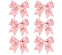 Vilgftyiet 6 Noeuds Noeuds de Noël en Lin Rouge 17x15cm pour Couronne | Ces nœuds de Noël en lin conservent leur forme de manière fiable pour améliorer les arbres et les couronnes saison après