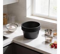 Vilgftyiet à Tartelette Rond Acier Résistant Chaleur 200ml pour Crème Brûlée Flan Soufflé Dessert Four Air Fryer Lot de 6(100ml short cup)