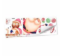 Vilgftyiet Autocollant de porte de Noël en PVC amovible et réutilisable Motif joyeux Noël pour la maison, le bureau ou la boutique Rose