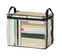 Vilgftyiet Boîte à livres pliable pour dortoir d'étudiant et salle de classe, sac de rangement transparent et étanche pour livres et fournitures, organiseur en plastique peu encombrant, noir, L