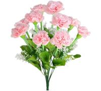 Vilgftyiet Bouquet d'oeillets artificiels 10 têtes de fleurs en soie 37 cm | Dispose de dix têtes d'oeillets en soie réalistes pour apporter un charme floral vibrant à la décoration de la maison et aux