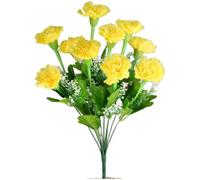 Vilgftyiet Bouquet d'oeillets artificiels 10 têtes de fleurs en soie 37 cm | Dispose de dix têtes d'oeillets en soie réalistes pour apporter un charme floral vibrant à la décoration de la maison et aux