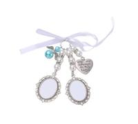 Vilgftyiet Cadre photo avec pendentif en forme de cœur pour bouquet de | Gardez votre amour près de vous le jour de votre mariage avec cette élégante breloque en forme de bouquet de mariée en argent
