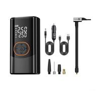 Vilgftyiet Compresseur d'air portable sans fil 150 PSI avec affichage numérique, arrêt automatique et lampe de poche pour voiture, vélo, moto pneus et gonflables - Noir Lot de 2< (chargement sans fil)