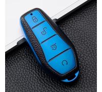 Vilgftyiet Coque de clé de voiture en cuir TPU pour BYD Song Plus, Yuan Pro, Atto 3 et Han - Coque de protection fine avec ajustement précis et installation facile (argent/bleu/rouge)