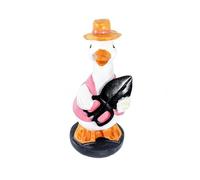 Vilgftyiet Décoration de jardin en résine avec motif de canard fermier fantaisiste en quatre variantes de couleur, statue de cour extérieure pour ajouter du charme ludique à la décoration de la maison