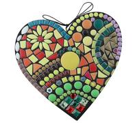 Vilgftyiet Décoration en forme de cœur en mosaïque colorée à suspendre pour intérieur ou extérieur, 20 x 20 cm, breloque d'amour en résine avec cordon, convient pour porche, porte, Noël