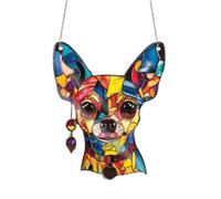 Vilgftyiet Décorations de jardin en acrylique en forme de chien, ornement réaliste pour extérieur et intérieur, attrape-soleil coloré pour les amoureux des chiens, 15 cm