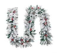 Vilgftyiet Élégante guirlande de Noël d'intérieur - Décoration festive en rotin PVC blanc vert - Vigne décorative pour cheminée, rampe, porte, design vintage robuste - 1,8 m x 2,7 m